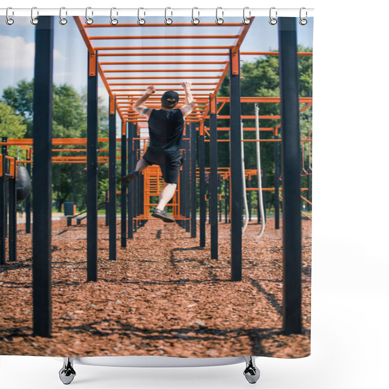 Personality  Man Exercising On Sports Ground Shower Curtains