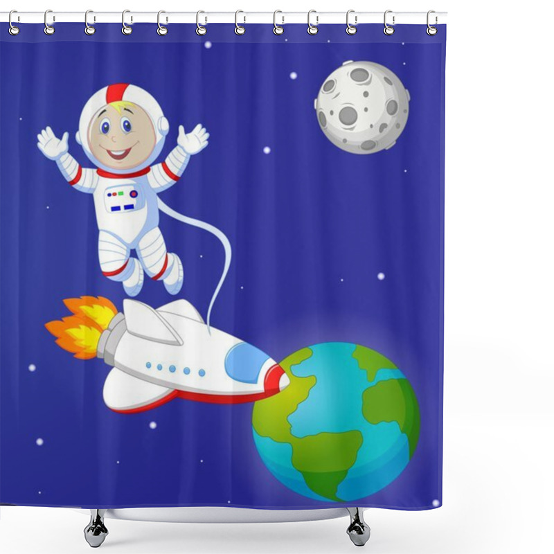 Personality  Astronaut Cartoon Shower Curtains