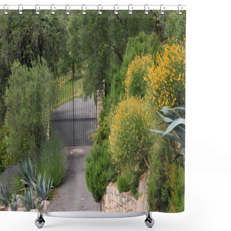 Personality  Romantic Garden Entrance To Olive Grove Shower Curtains