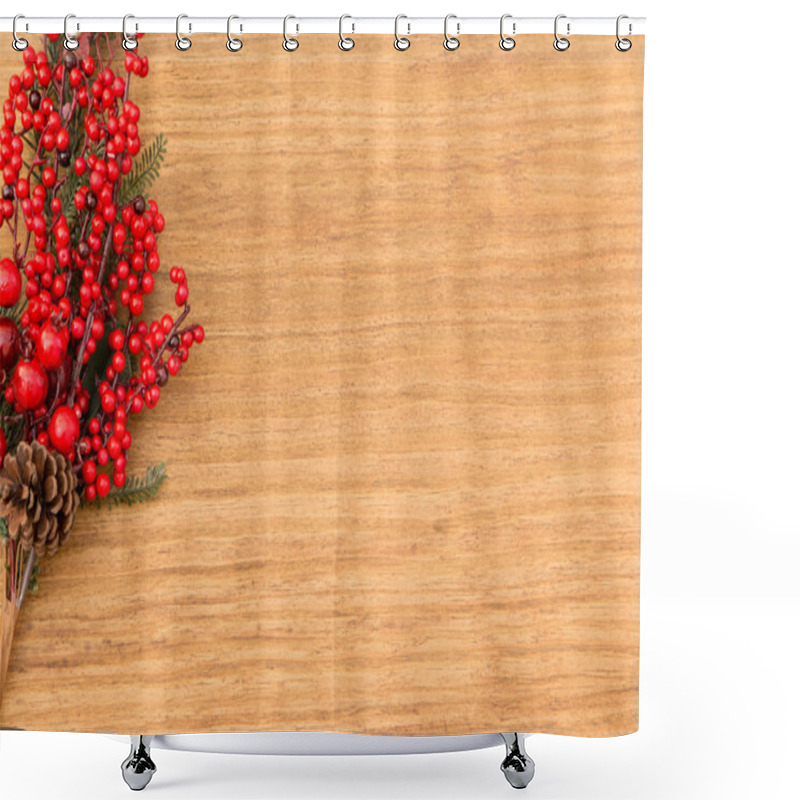 Personality  Red Fruits On The Branches Christmas For Decoration Shower Curtains