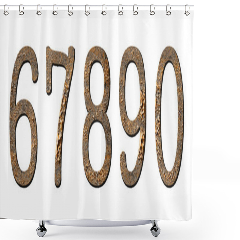 Personality  Textured Characters Set (digits 67890) On White Background Shower Curtains