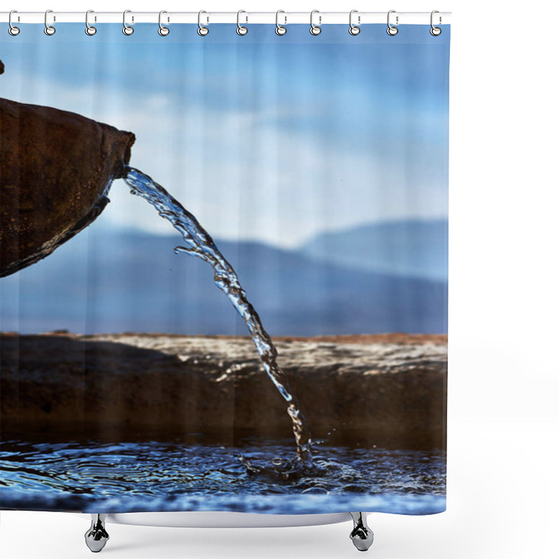 Personality  Stone Fountain With Transparent And Cold Water Jet Shower Curtains