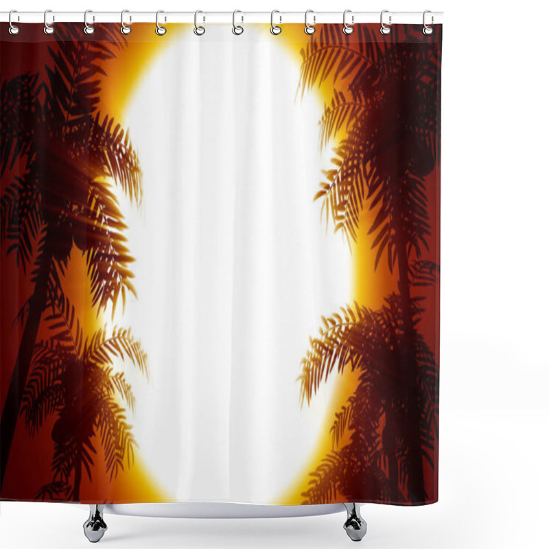 Personality  Retro Futuristic Background With Palm Trees On A Background Of The Sun. 80s Style Computer Graphics Shower Curtains