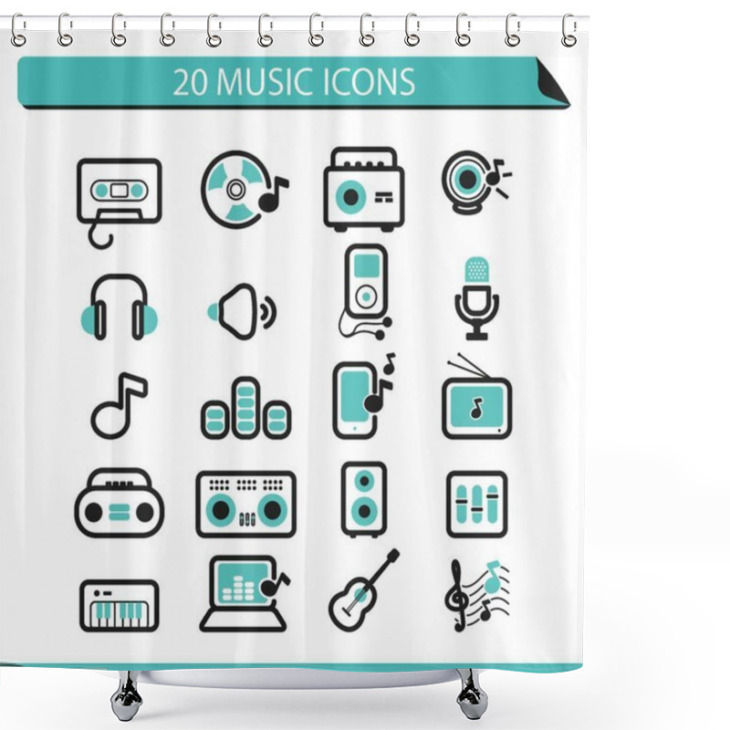 Personality  Set Of Musical Icons Shower Curtains