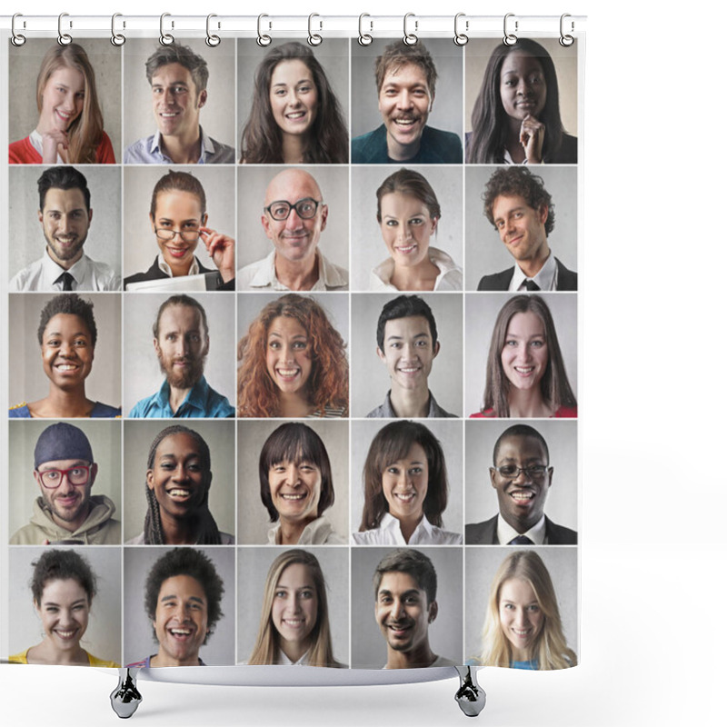 Personality  Collage Of Different People's Portraits Shower Curtains