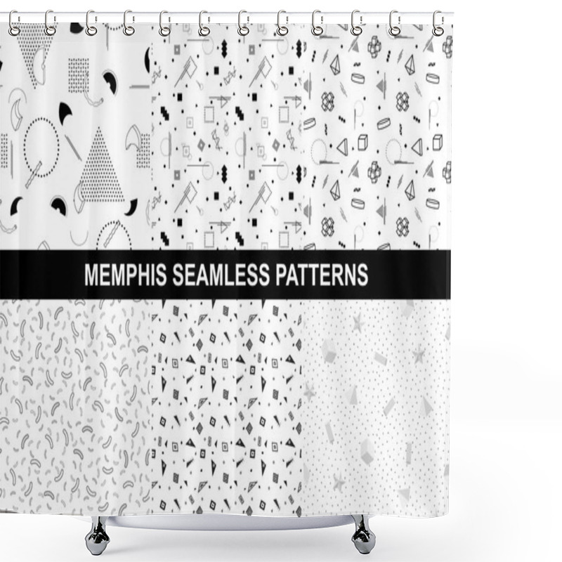 Personality  Collection Of Memphis Seamless Patterns. Shower Curtains