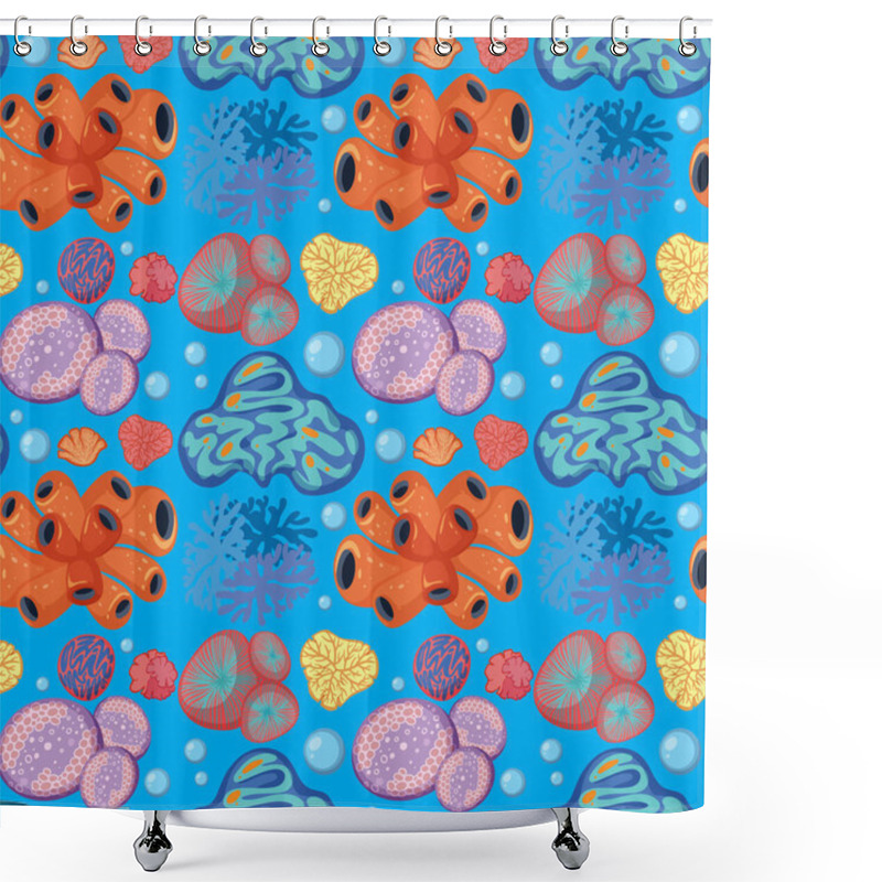 Personality  Vibrant Marine Life With Corals And Sea Sponges Shower Curtains