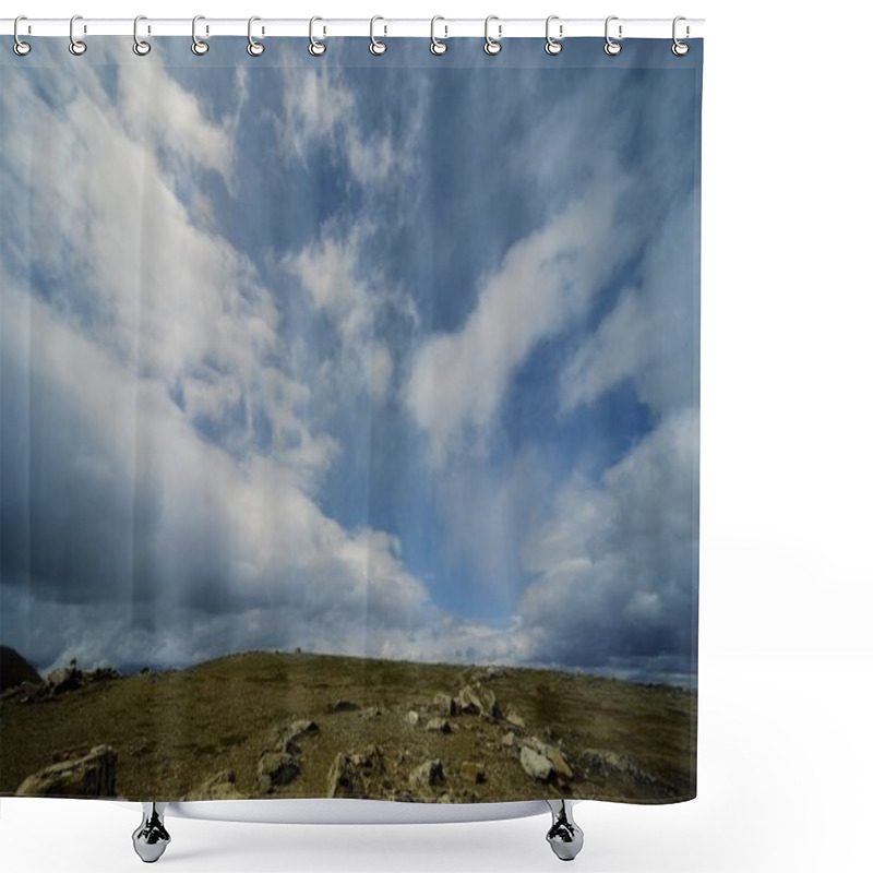 Personality  Sky Meets Rocky Hilltop Shower Curtains