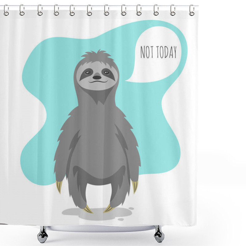 Personality  Vector Illustration Of Lazy Sloth With The Speech Bubble Shower Curtains