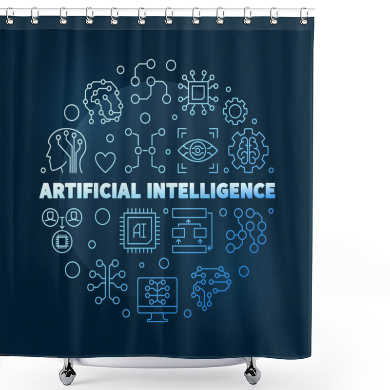 Personality  Artificial Intelligence Vector Blue Line Round Illustration Shower Curtains