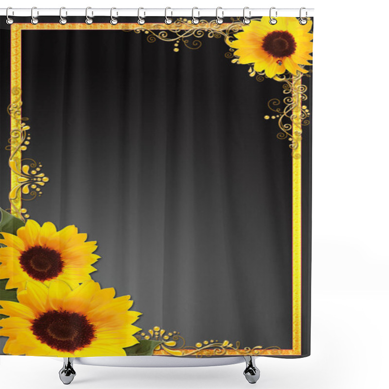 Personality  Sunflower Frame Shower Curtains