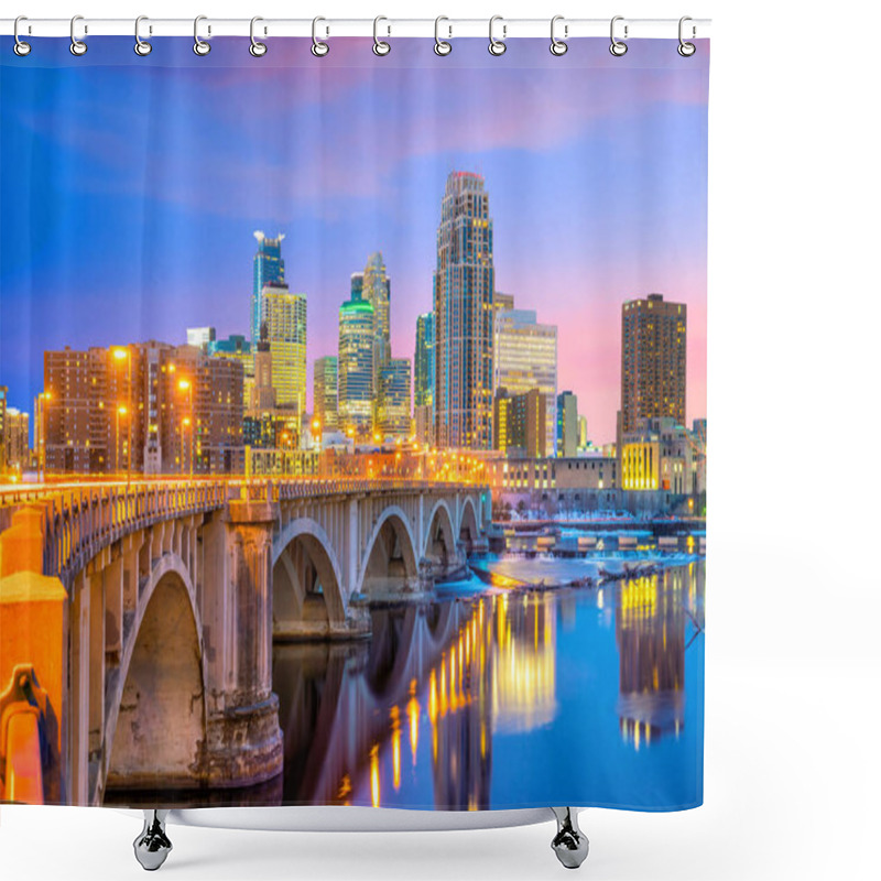 Personality  Minneapolis Downtown Skyline In Minnesota, USA At Sunset Shower Curtains