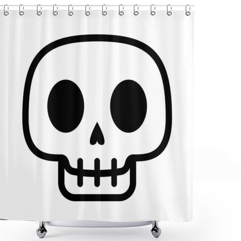 Personality  Cartoon Skull Face Isolated On White Background Shower Curtains