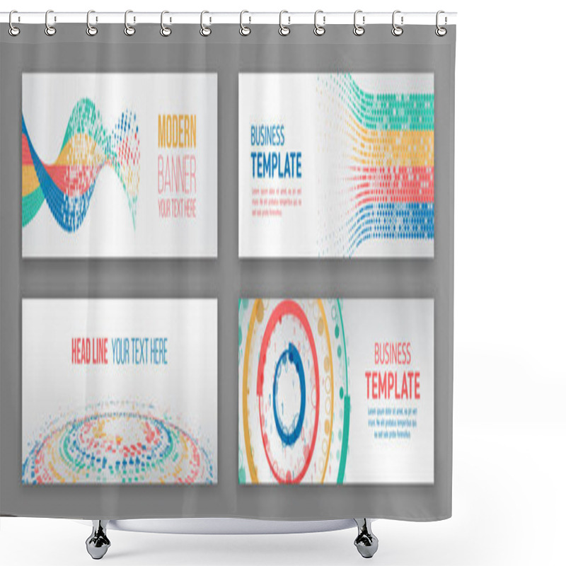 Personality  Abstract Social Media Cover Design. Big Data Futuristic Web Background. Visualization Of Data Arrays, Databases. Information Flow, Sorting. Set Of Hi-tech Banner Templates For Websites. Shower Curtains