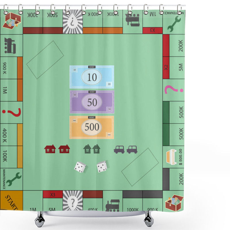 Personality  Frame Of Board Game ,Funny Frame,Board Games,Vector Illustrations Shower Curtains