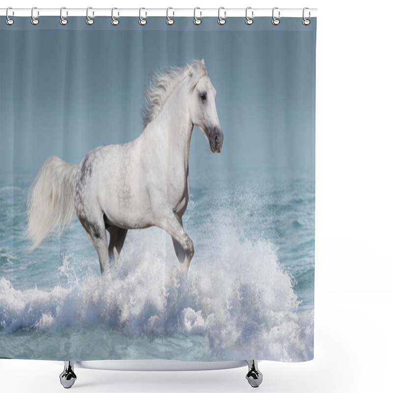 Personality  Horse Run In Ocean Shower Curtains