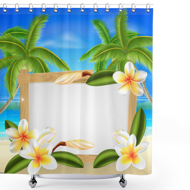 Personality  Beach Frangipani Beach Summer Sign Shower Curtains