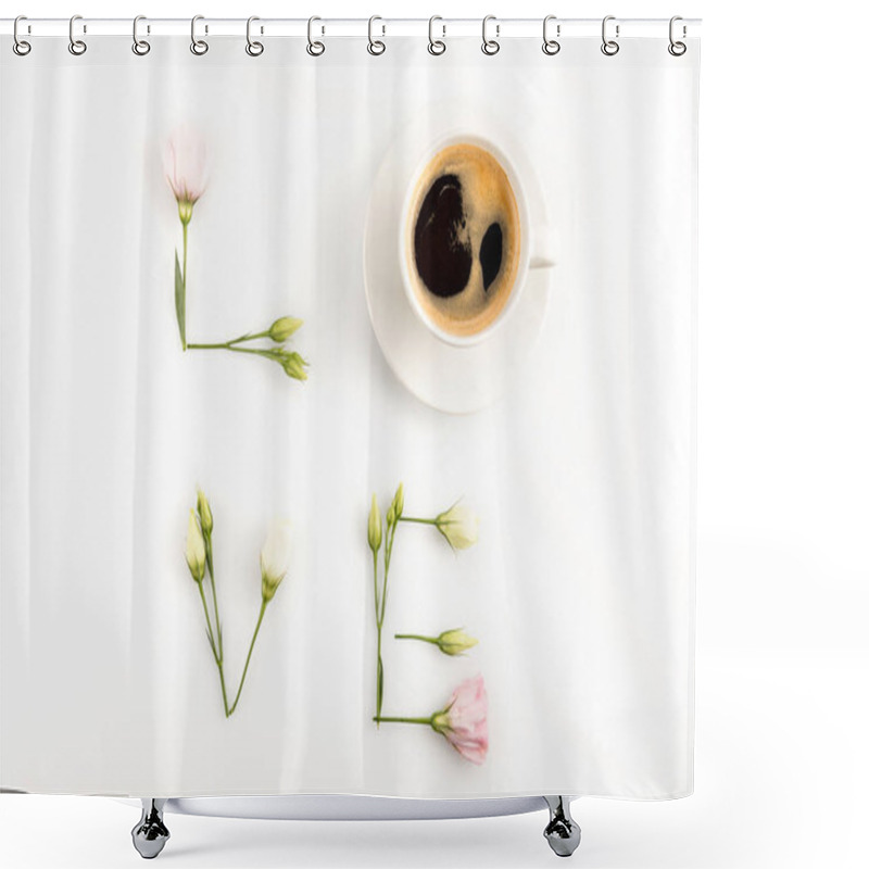 Personality  Cup Of Coffee And Flowers  Shower Curtains