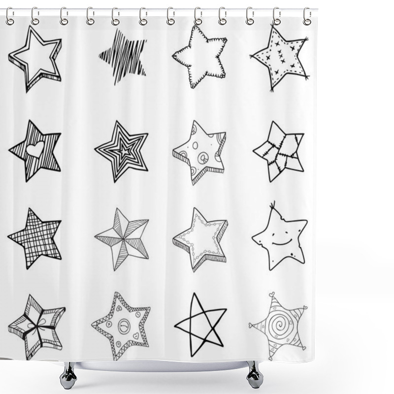 Personality  16 Simple Hand Drawn Stars Shapes Shower Curtains