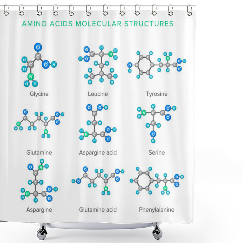 Personality  Vector Molecular Structures Of Amino Acids Isolated On White Set Shower Curtains