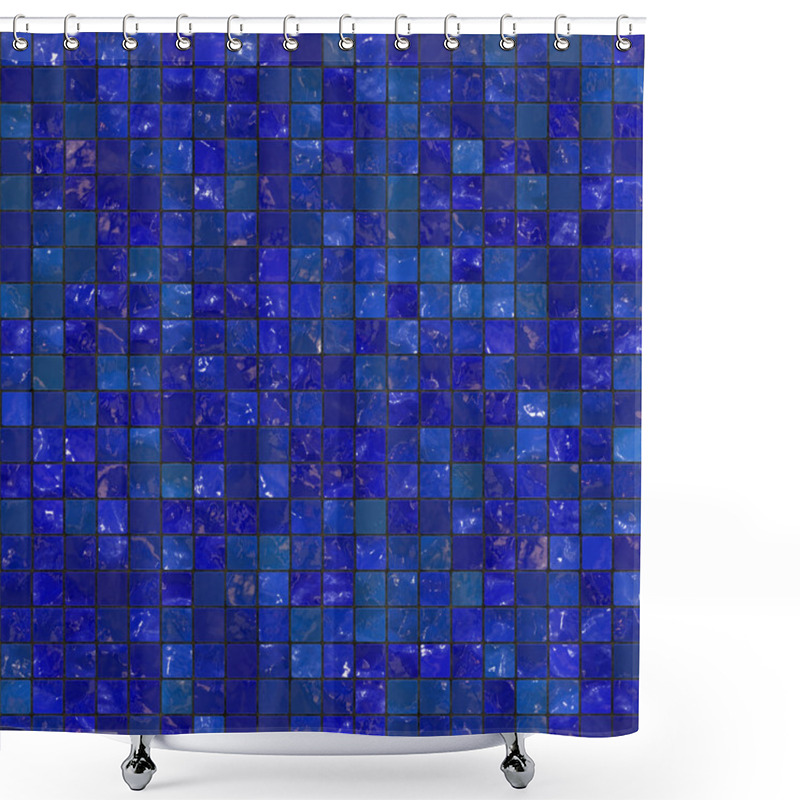 Personality  Blue Seamless Bathroom Tiles Shower Curtains