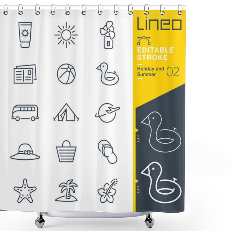 Personality  Lineo Editable Stroke - Holiday And Summer Line Icons Shower Curtains