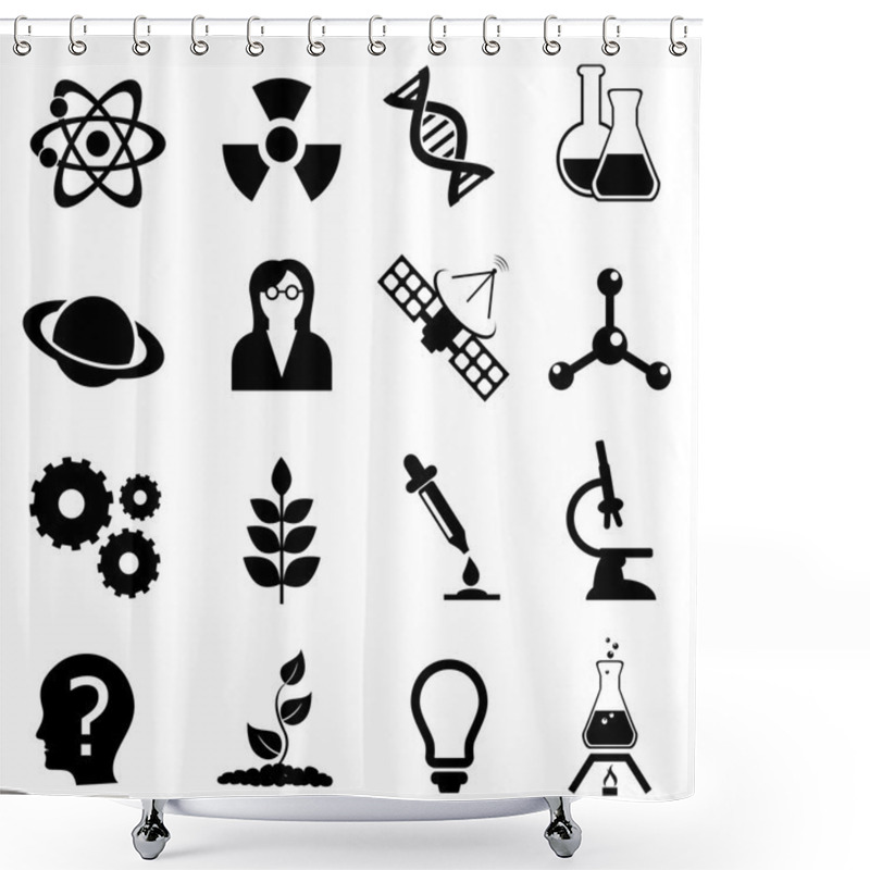 Personality  Science, Biology, Physics And Chemistry Icon Set Shower Curtains