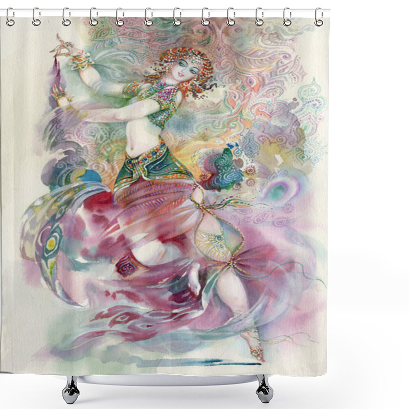 Personality  Oriental Dance. Young Girl In Traditional Costume Shower Curtains