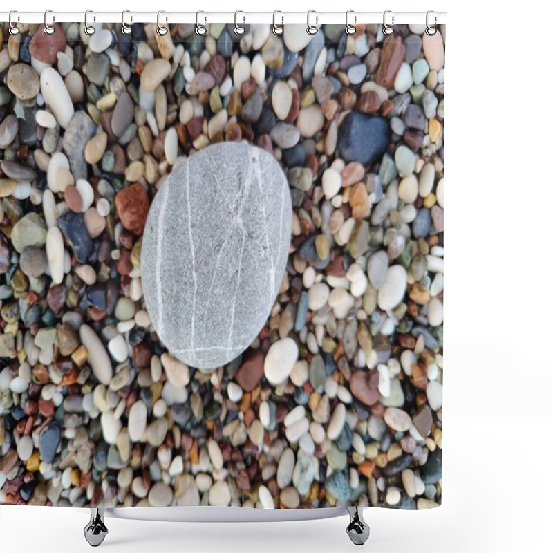 Personality  Standing Out In A Sea Of Pebbles: The Unique Stone Amidst Nature's Mosaic, A Symbol Of Individuality. Shower Curtains