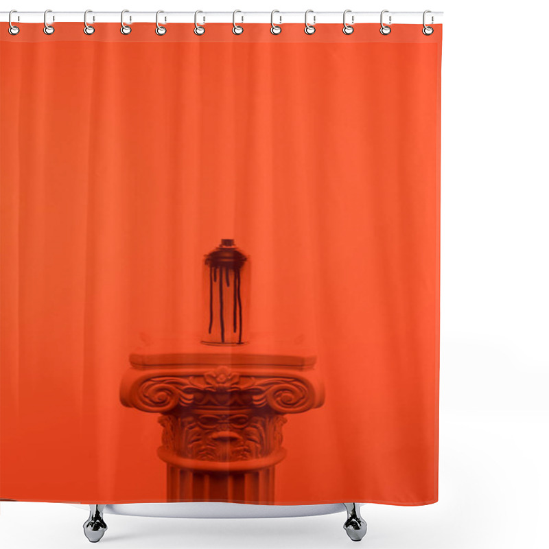 Personality  Orange Toned Picture Of Aerosol Paint In Can On Column Shower Curtains