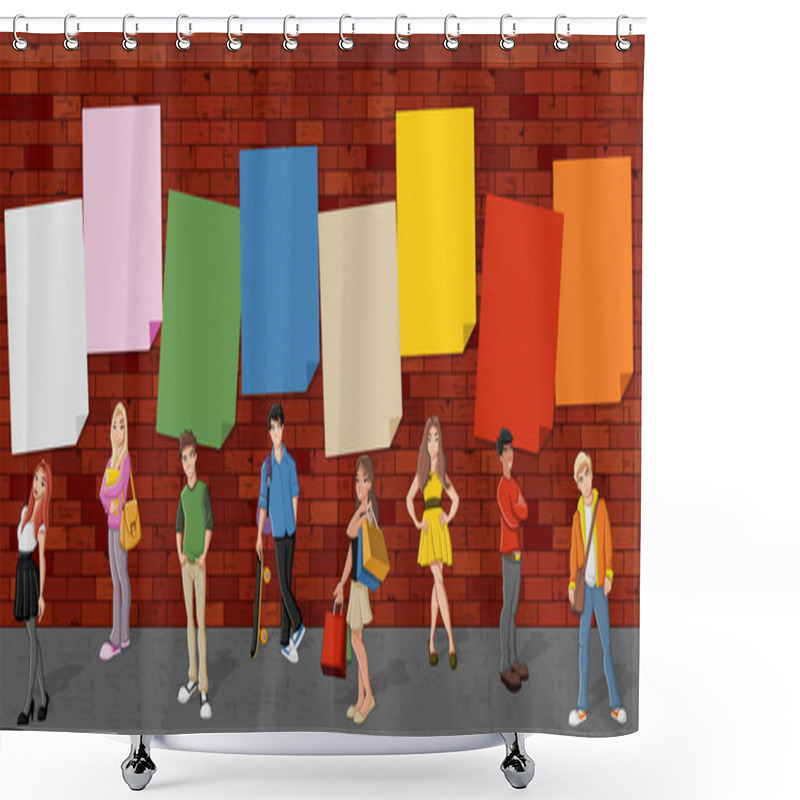 Personality  Group Of Cartoon Teenagers Shower Curtains