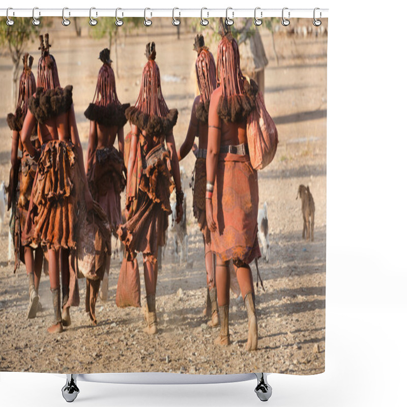 Personality  Himba Women Go Back To The Village Near Opuwo Town In Namibia, South Africa Shower Curtains