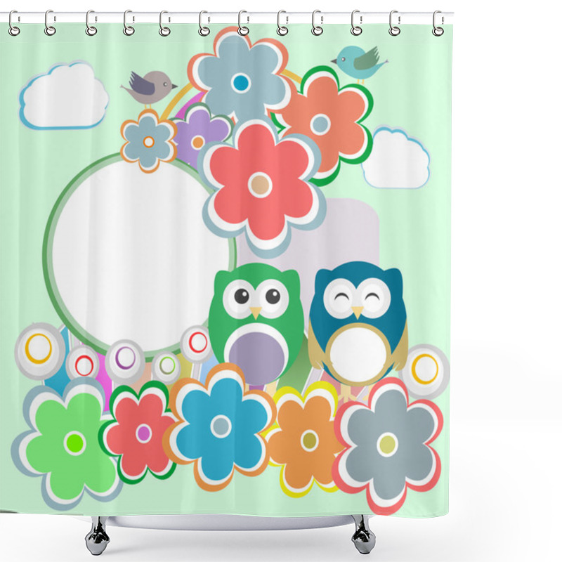 Personality  Background With Owl, Flowers And Birds Shower Curtains