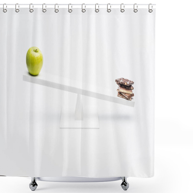 Personality  Apple And Chocolate On Seesaw  Shower Curtains