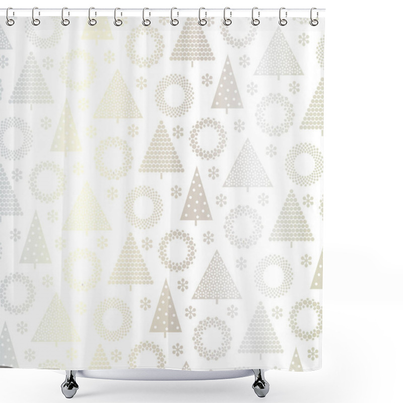 Personality  Christmas Trees On White Background Shower Curtains