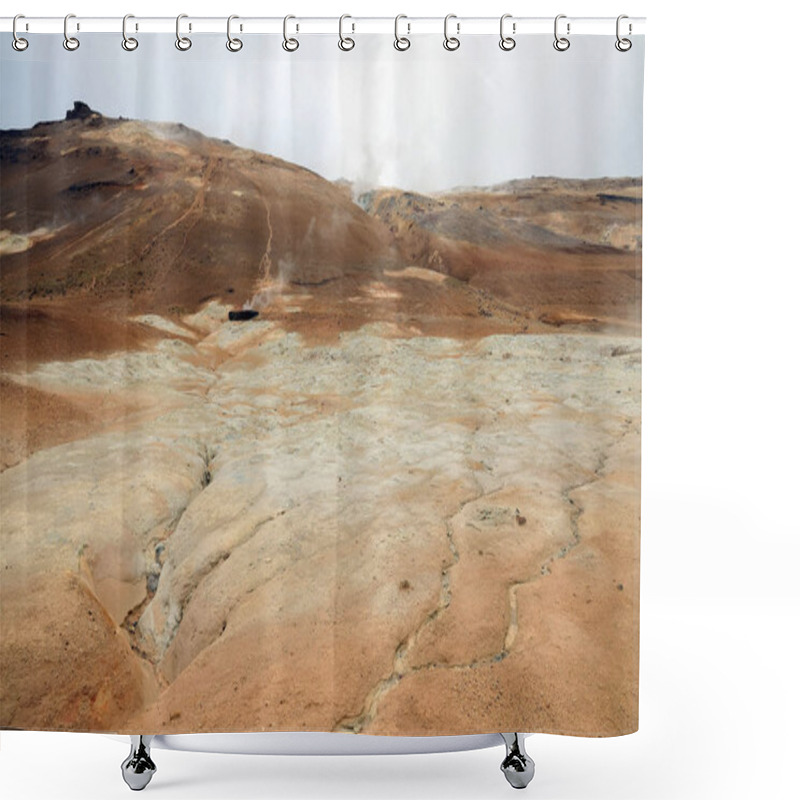 Personality  Geothermal Region Of Hverir In Iceland Near Myvatn Lake, Iceland, Europe Shower Curtains