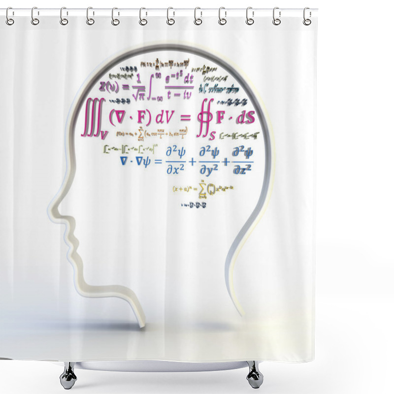 Personality  Outline Of Human Head With Advanced Mathematical Equations Shower Curtains