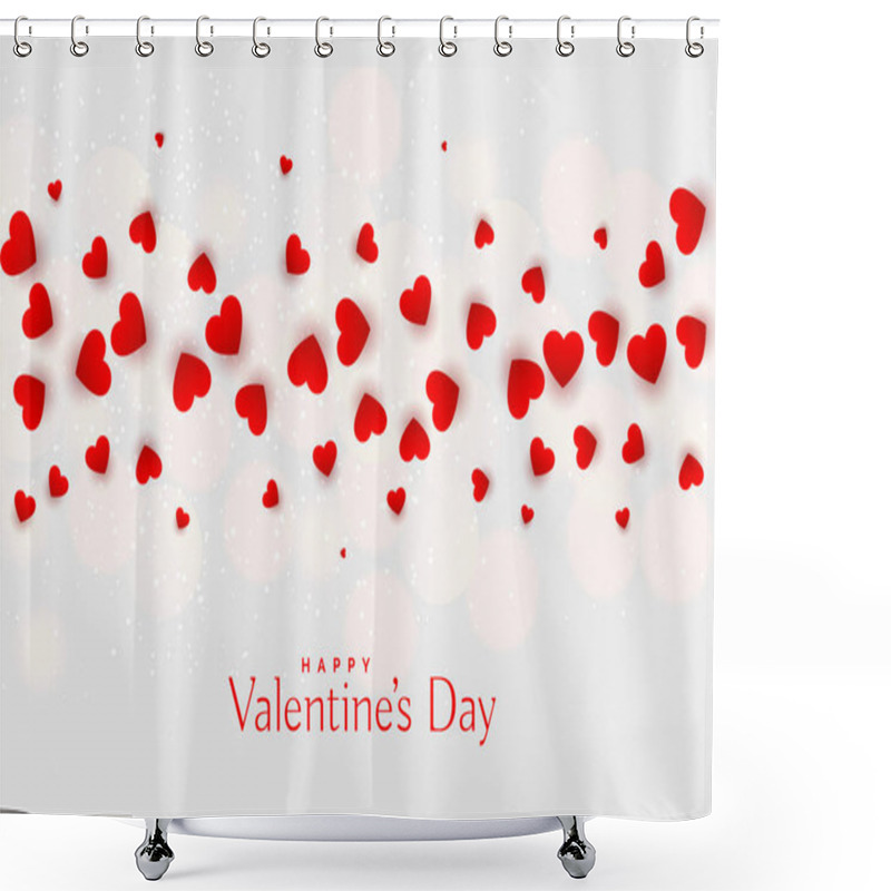 Personality  Flying Hearts On White Bokeh Background Shower Curtains