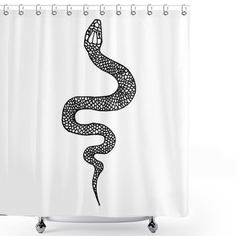 Personality  Hand Drawn Snake Illustration In Doodle Style. Design Element For Poster, Card, T Shirt. Vector Illustration Shower Curtains