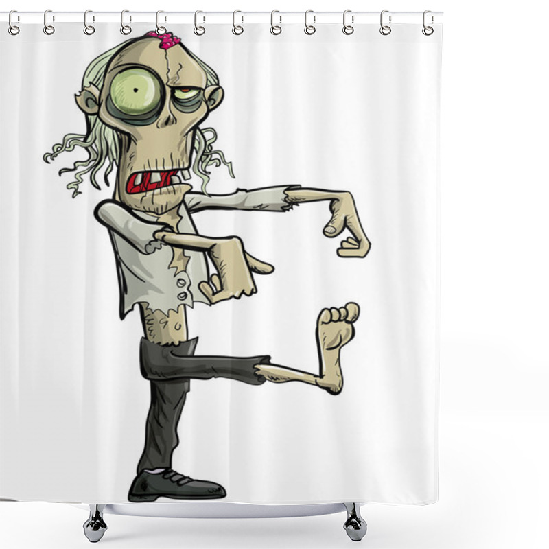 Personality  Green Cartoon Businessman Zombie. Shower Curtains