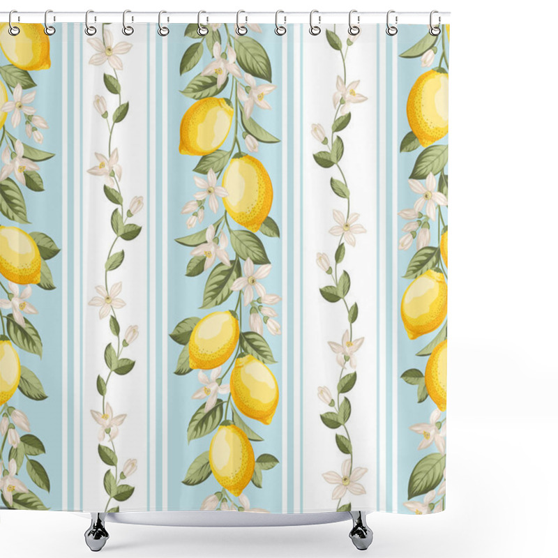 Personality  Seamless Citrus Pattern With Lemons. Vector Illustration Shower Curtains