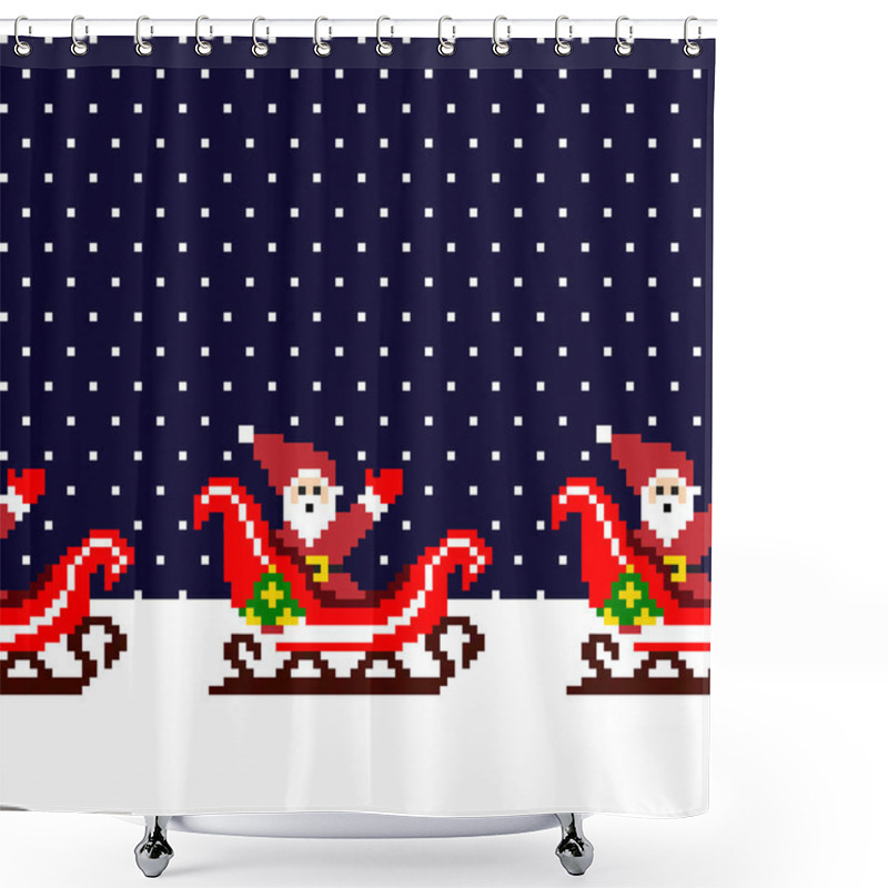 Personality  New Year's Christmas Pattern Pixel Vector Illustration Eps Shower Curtains