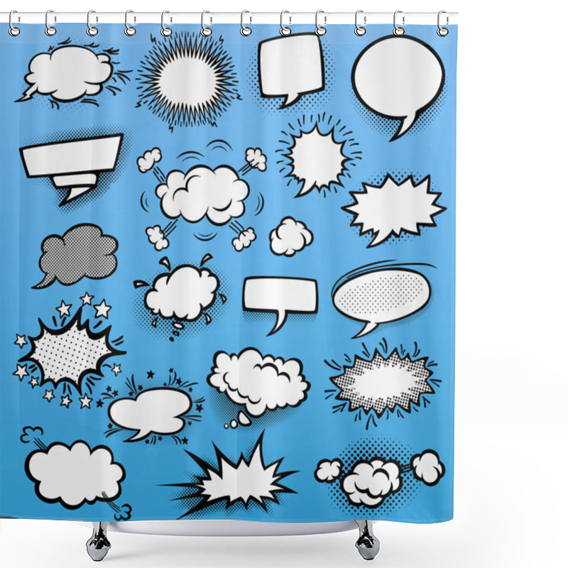 Personality  Set Of  Comic Speech Bubbles Shower Curtains