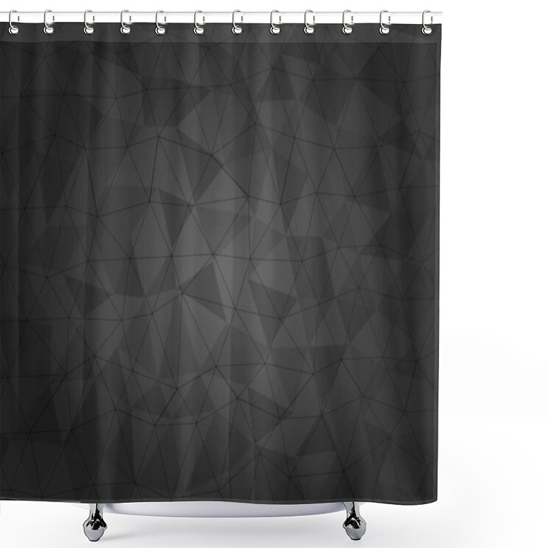 Personality  Geometric Pattern, Triangles Vector Background In Black And Gray Tones. Shower Curtains