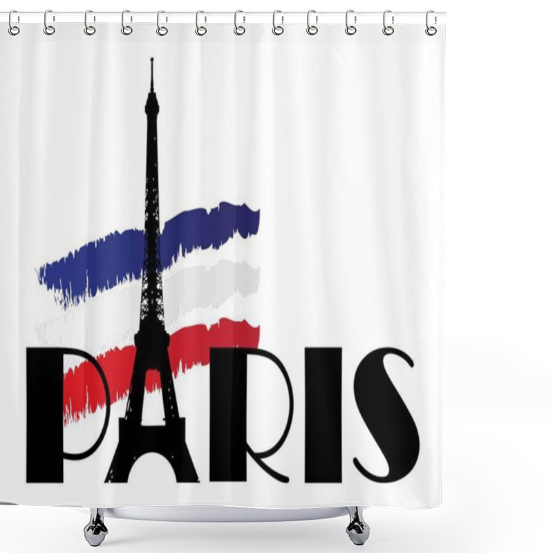 Personality  Word Paris With Flag Of France Shower Curtains