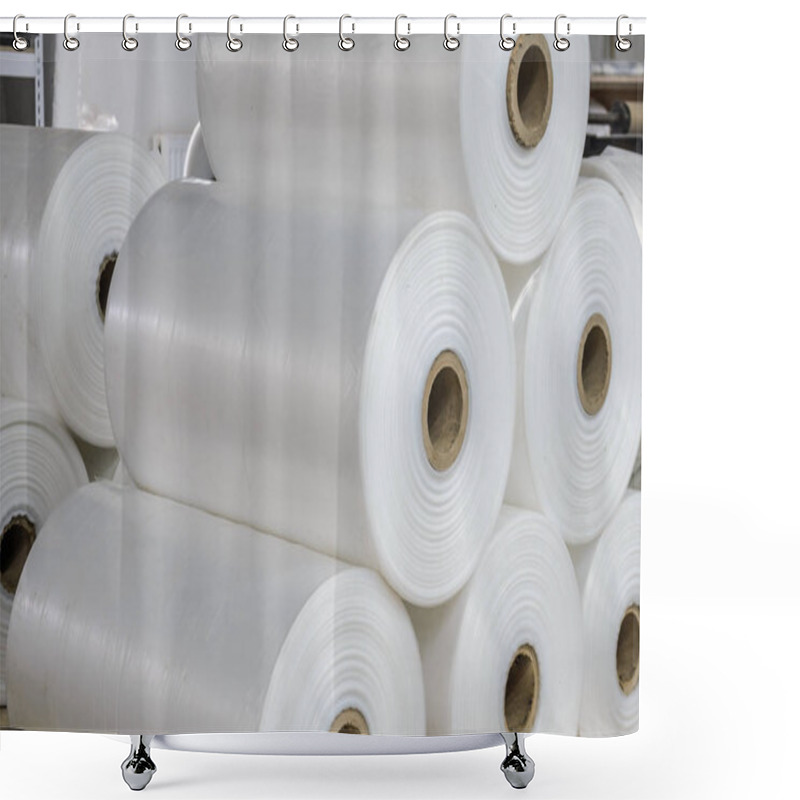 Personality  Warehouse With Rolls Of Polyethylene Shower Curtains