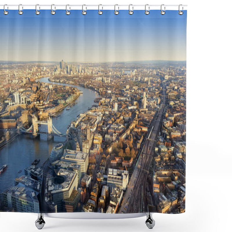 Personality  London City Skyline, Aerial View Shower Curtains