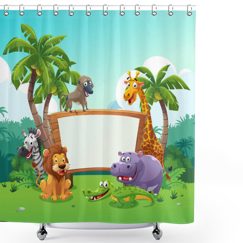 Personality  Safari Animals Board Shower Curtains