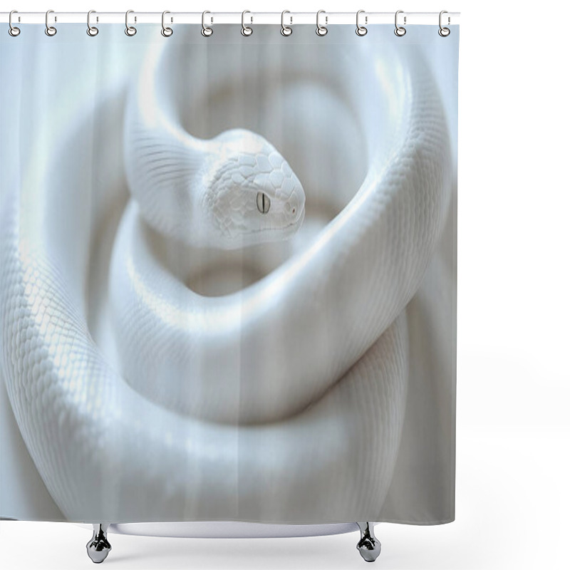 Personality  White Snake 3D Illustration Shower Curtains