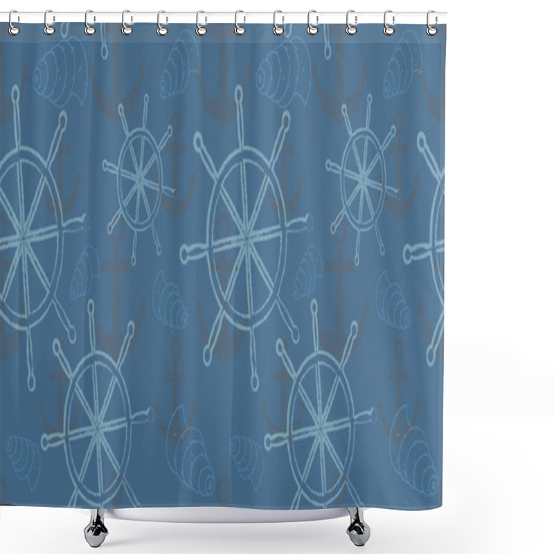 Personality  Vector Seamless Sea Pattern With Ship's Wheel, Anchor. Cartoon Print. Vector Illustration. Scrapbook Paper, Wrapping Paper. Shower Curtains